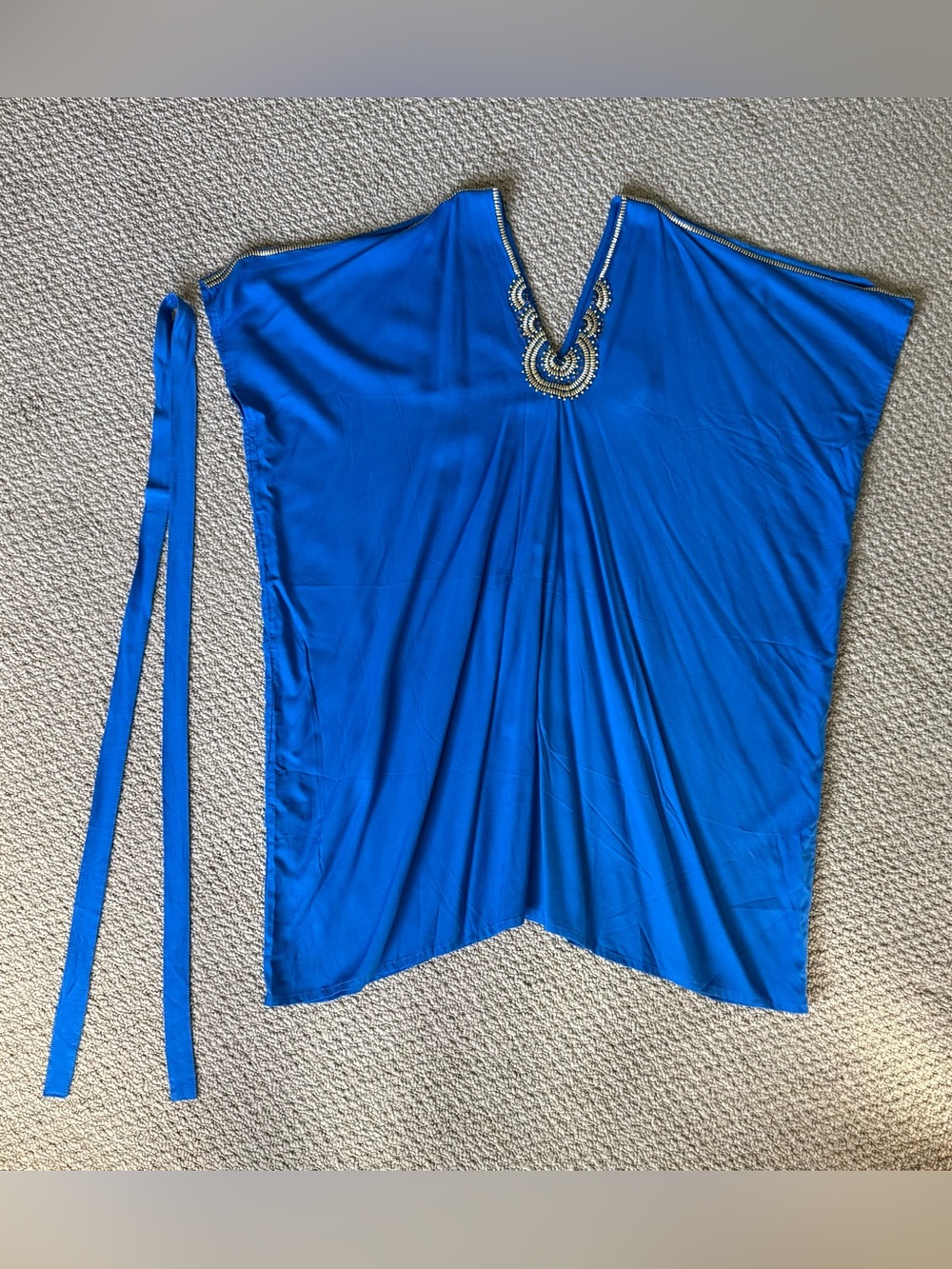 Royal Blue Embellished V-Neck Swim Coverup